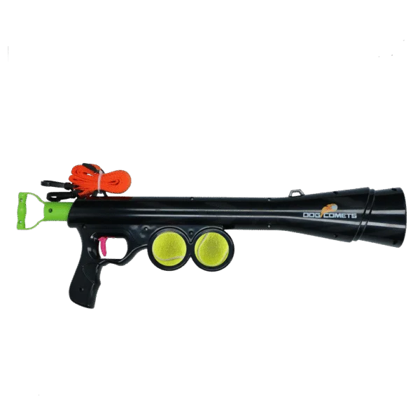 Ballwurfgerät für Hunde mit 2 Tennisbällen, Größe M, 61 × 18 cm – Dog Comets Comet Launcher