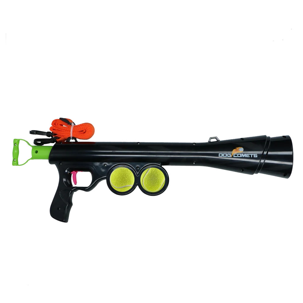 Ballwurfgerät für Hunde mit 2 Tennisbällen, Größe M, 61 × 18 cm – Dog Comets Comet Launcher – Bild 1