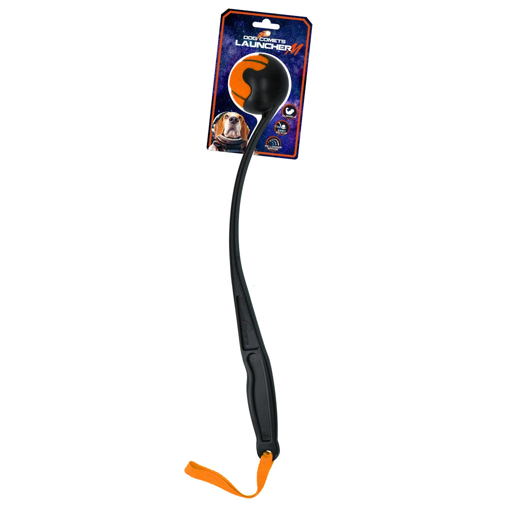 Ballwerfer für Hunde mit Tennisball M, 48 cm, Orange – Dog Comets Launcher – Bild 1