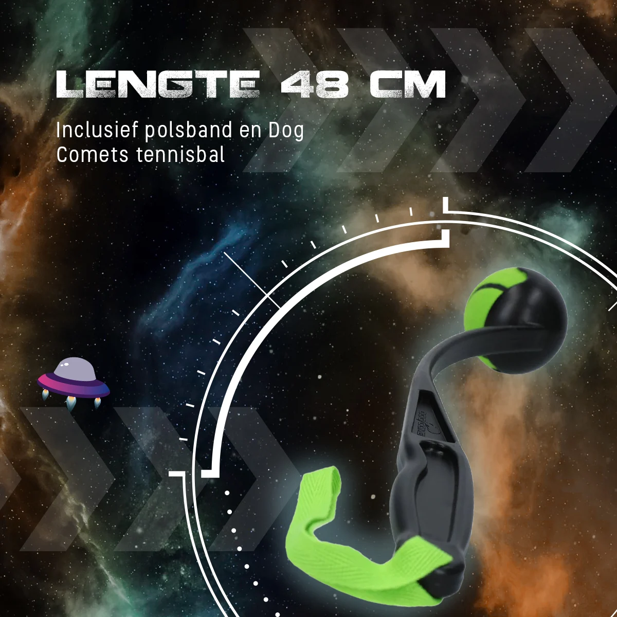Ballwerfer für Hunde mit Tennisball M, 48 cm, Grün – Dog Comets Launcher – Bild 5