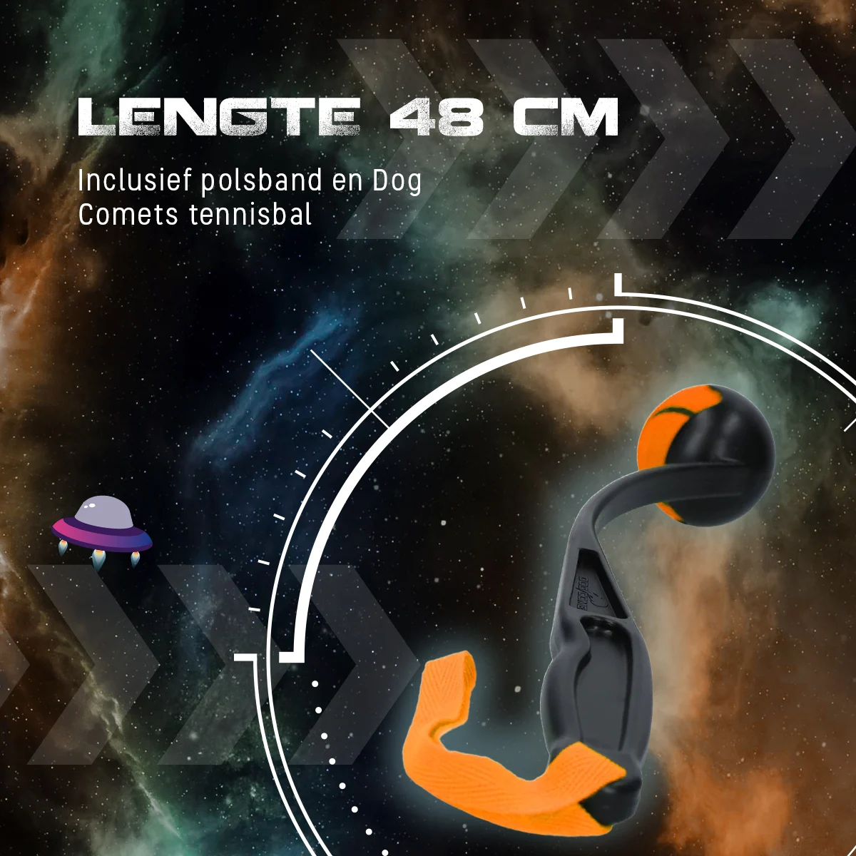 Ballwerfer für Hunde mit Tennisball M, 48 cm, Orange – Dog Comets Launcher – Bild 5