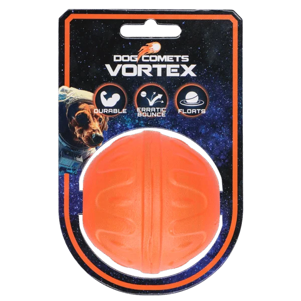 Hundeball mit unvorhersehbarem Sprungverhalten, schwimmfähig, Orange – Dog Comets Vortex