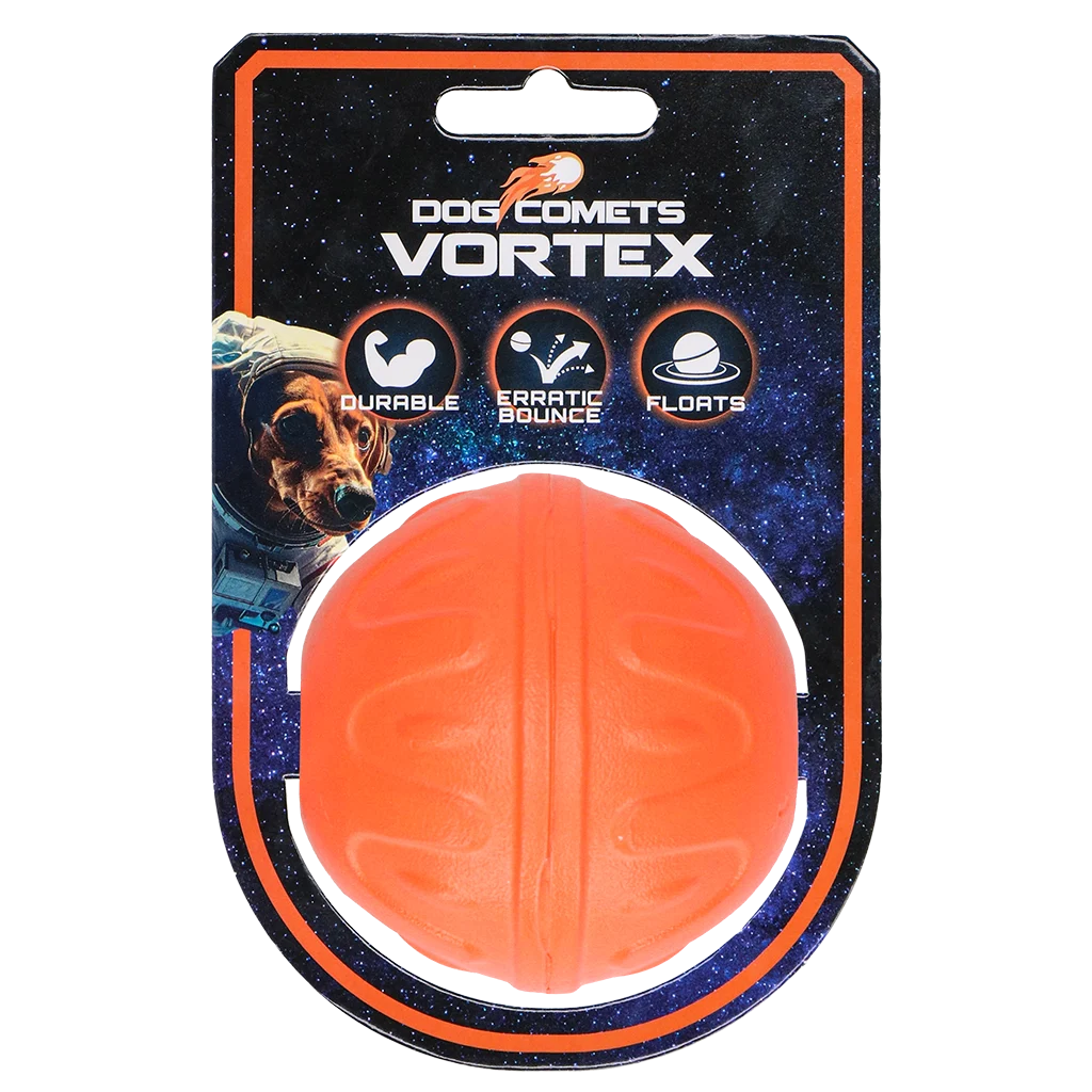 COME059A.png Hundeball mit unvorhersehbarem Sprungverhalten, schwimmfähig, Orange – Dog Comets Vortex – Bild 1