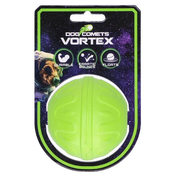 Hundeball mit unvorhersehbarem Sprungverhalten, schwimmfähig, grün – Dog Comets Vortex