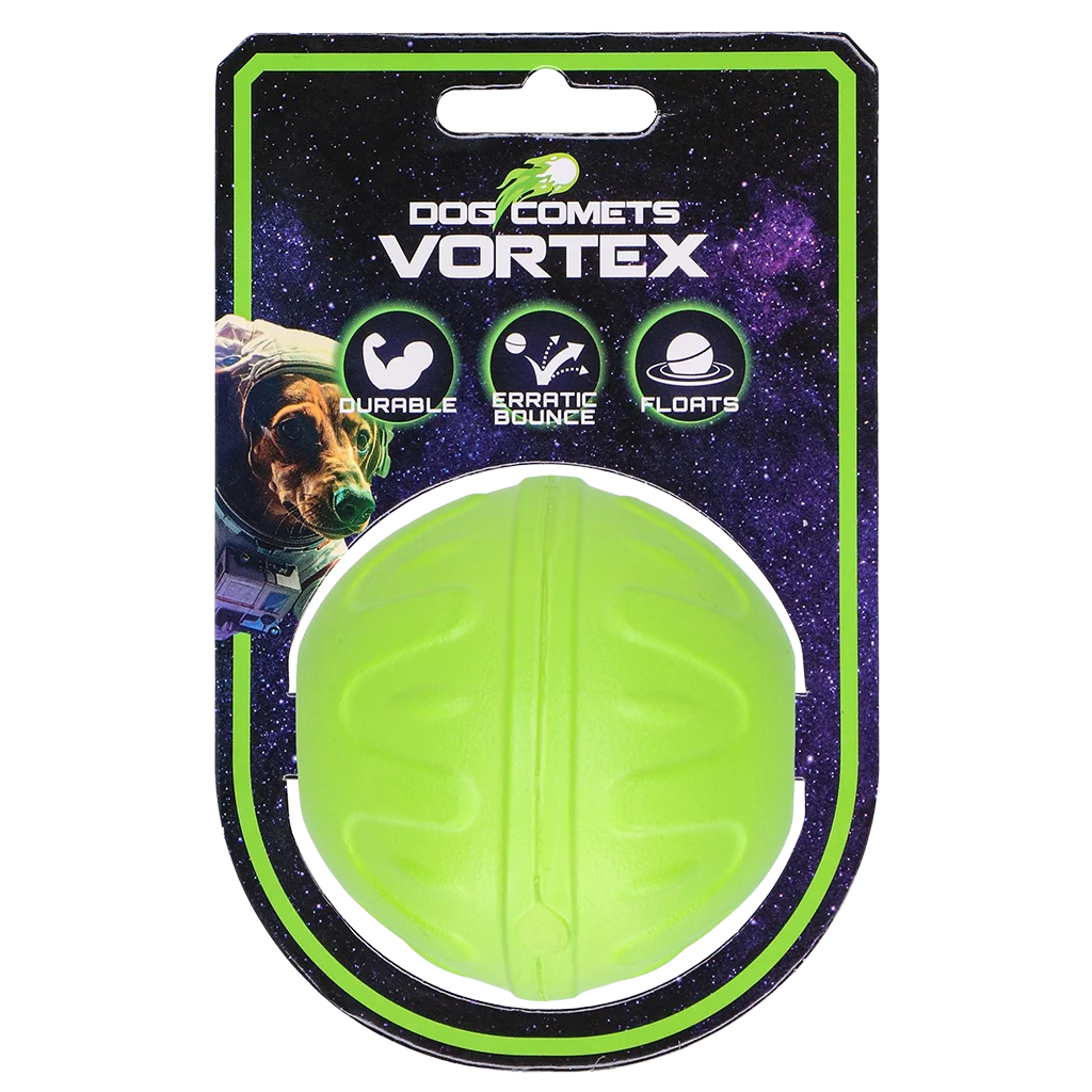 Hundeball mit unvorhersehbarem Sprungverhalten, schwimmfähig, grün – Dog Comets Vortex – Bild 1
