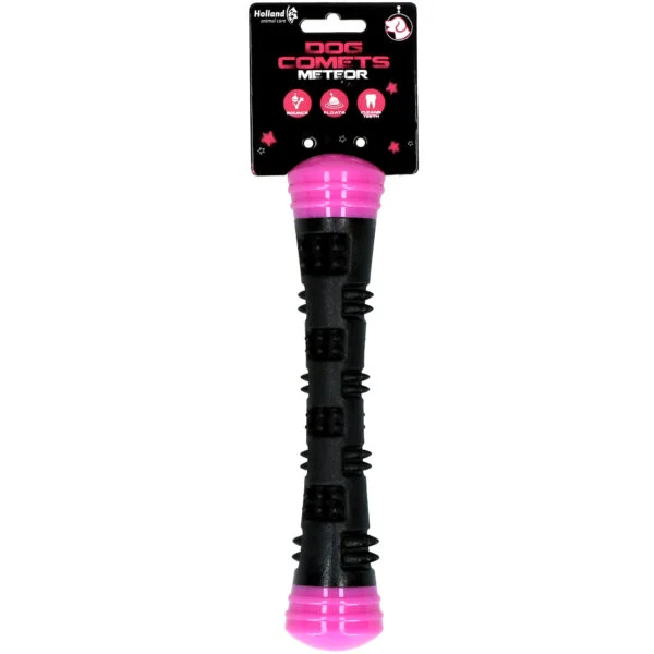 Wurfstock aus Gummi mit Quietscher, S 23 cm, Pink – Dog Comets Meteor