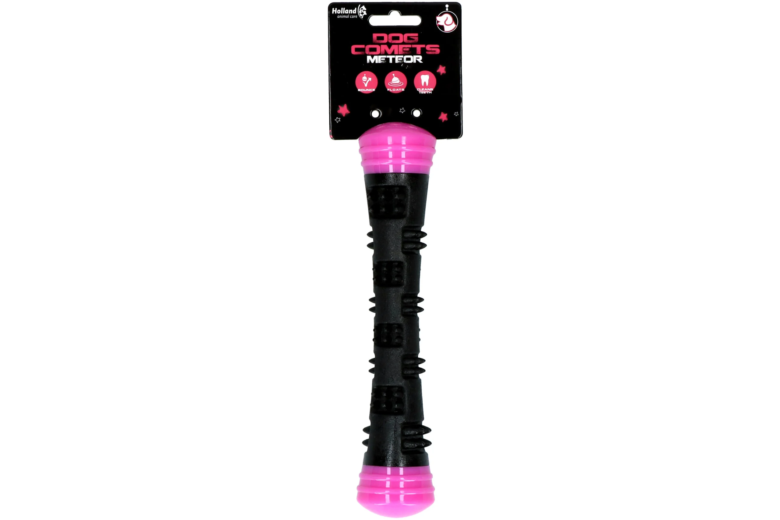 COME060.jpg Wurfstock aus Gummi mit Quietscher, S 23 cm, Pink – Dog Comets Meteor – Bild 1