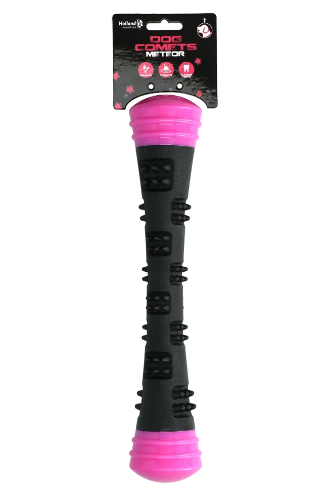Wurfstock aus Gummi mit Quietscher, L 32 cm, Pink – Dog Comets Meteor – Bild 1