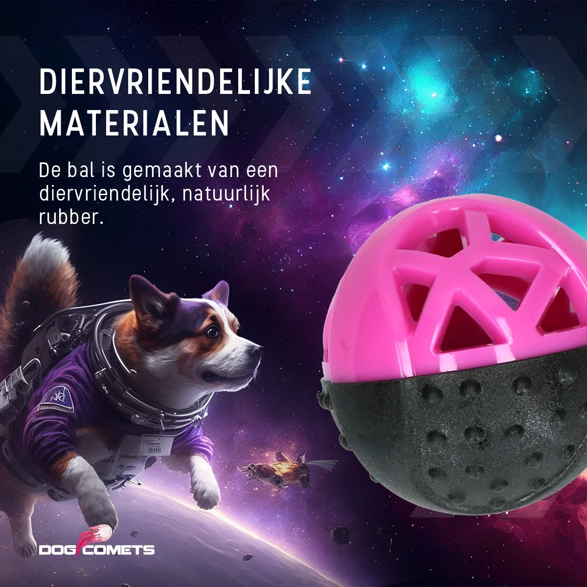 Gummiball für Hunde mit Quietschie, rosa – Dog Comets Moonstone – Bild 6
