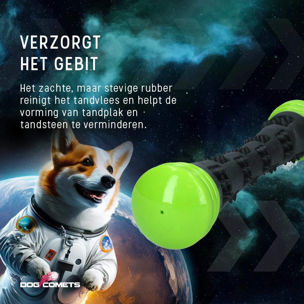 Wurfstock aus Gummi mit Quietscher, S 23 cm, Grün – Dog Comets Meteor – Bild 5