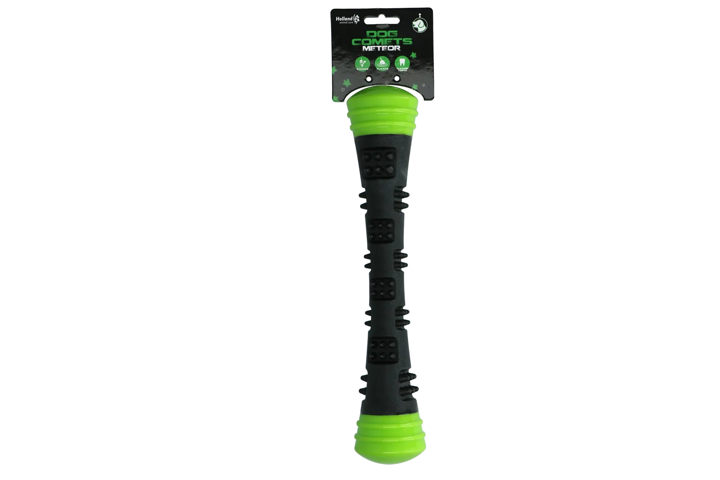 COME066.png Wurfstock aus Gummi mit Quietscher L, 32 cm, Grün – Dog Comets Meteor – Bild 1