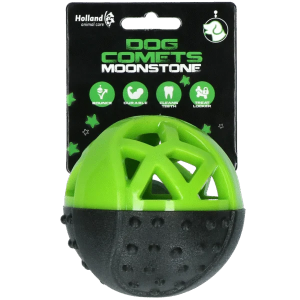 Leckerliball aus Gummi mit Quietscher, Grün – Dog Comets Moonstone