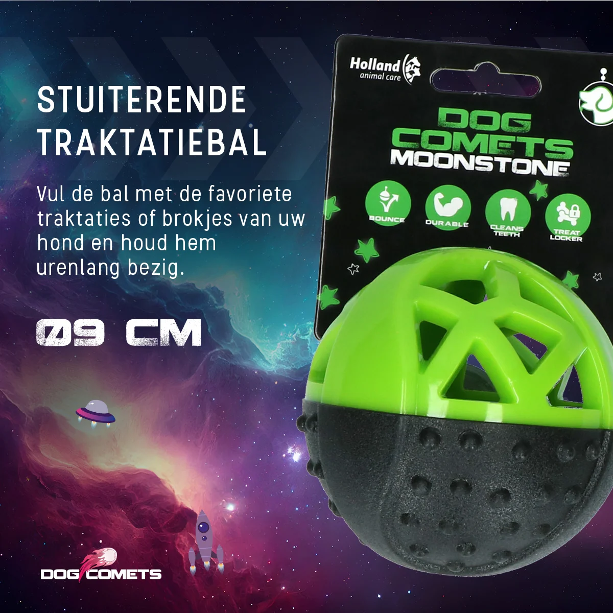 Leckerliball aus Gummi mit Quietscher, Grün – Dog Comets Moonstone – Bild 5
