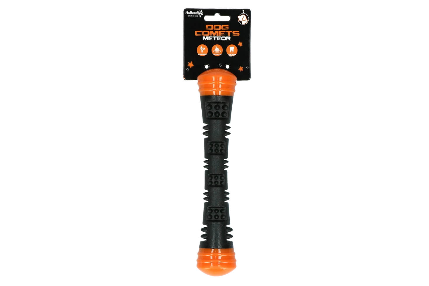 COME069.png Wurfstange aus Gummi mit Quietscher, S 23 cm, Orange – Dog Comets Meteor – Bild 1