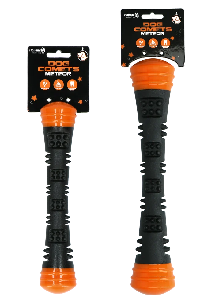 Wurfstange aus Gummi mit Quietscher, L 32 cm, Orange – Dog Comets Meteor – Bild 5