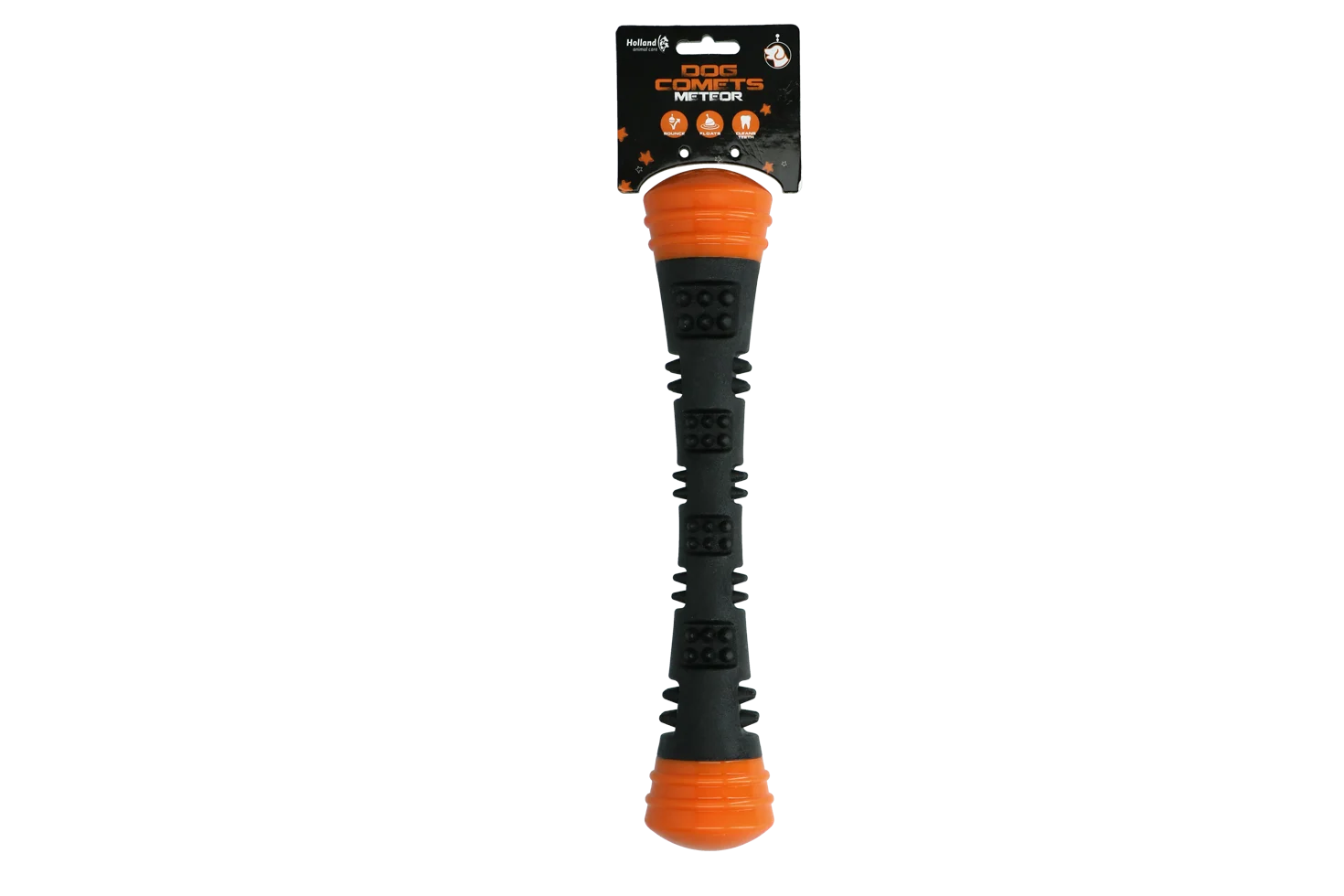 Wurfstange aus Gummi mit Quietscher, L 32 cm, Orange – Dog Comets Meteor – Bild 1
