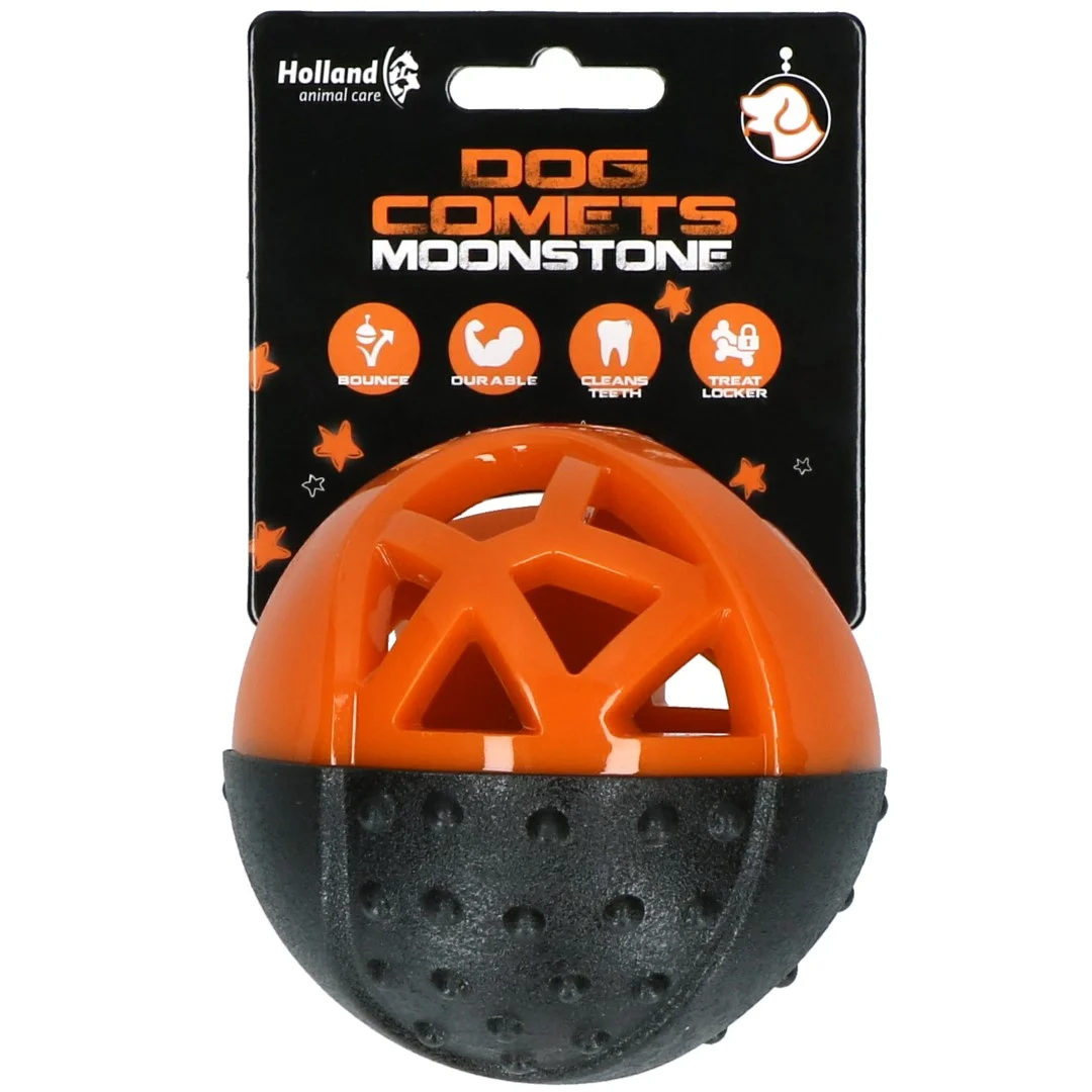 Gummiball für Leckerlis mit Quietscher, Orange – Dog Comets Moonstone – Bild 1
