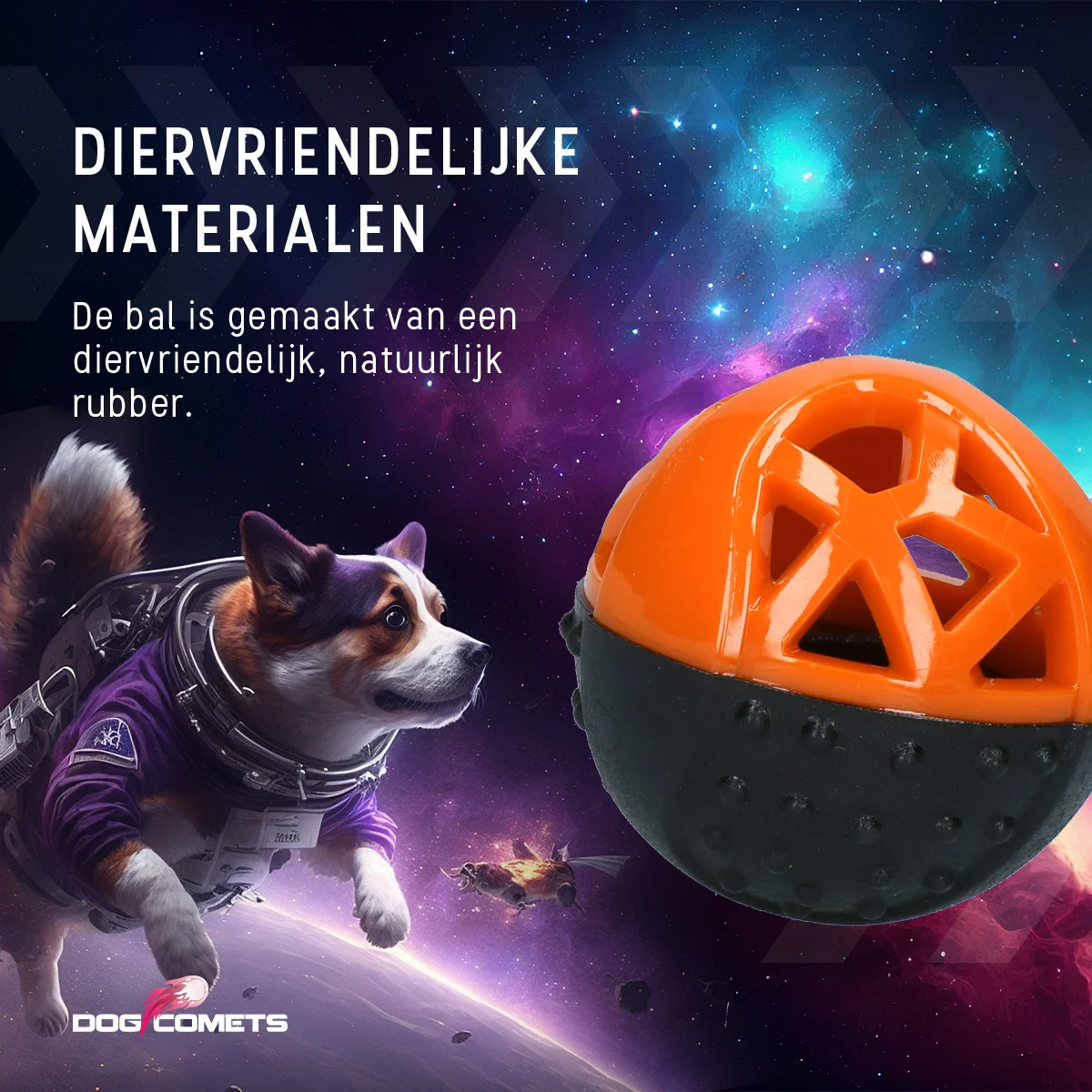 Gummiball für Leckerlis mit Quietscher, Orange – Dog Comets Moonstone – Bild 5