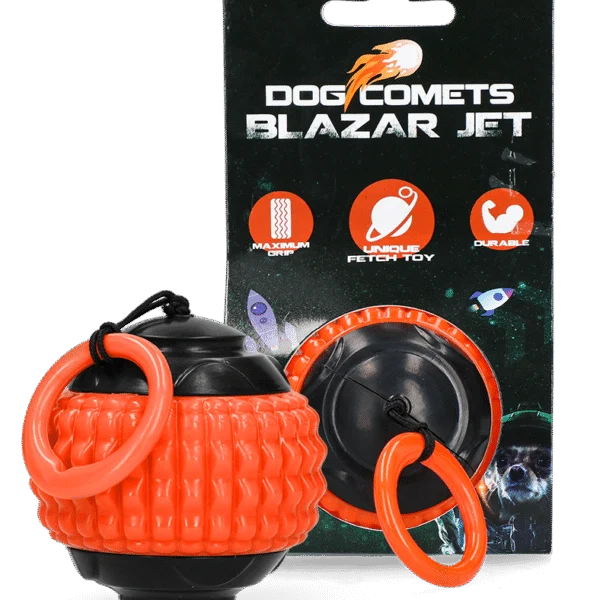 Hundeball mit einziehbarer Schnur, Orange – Dog Comets Blazar Jet