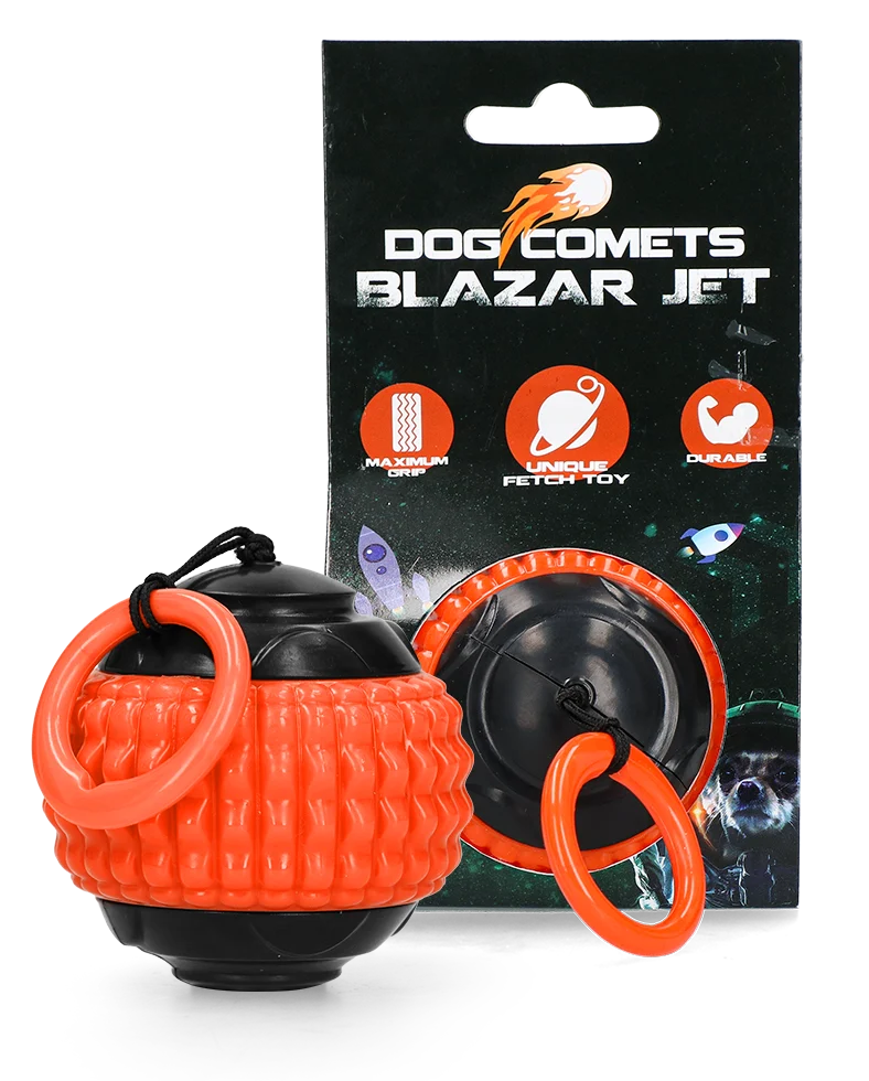 Hundeball mit einziehbarer Schnur, Orange – Dog Comets Blazar Jet – Bild 1
