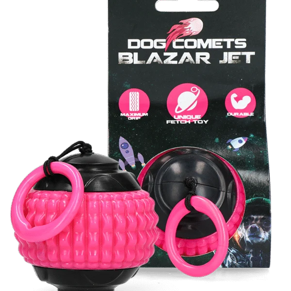 Hundeball mit einziehbarem Seil, Rosa – Dog Comets Blazar Jet