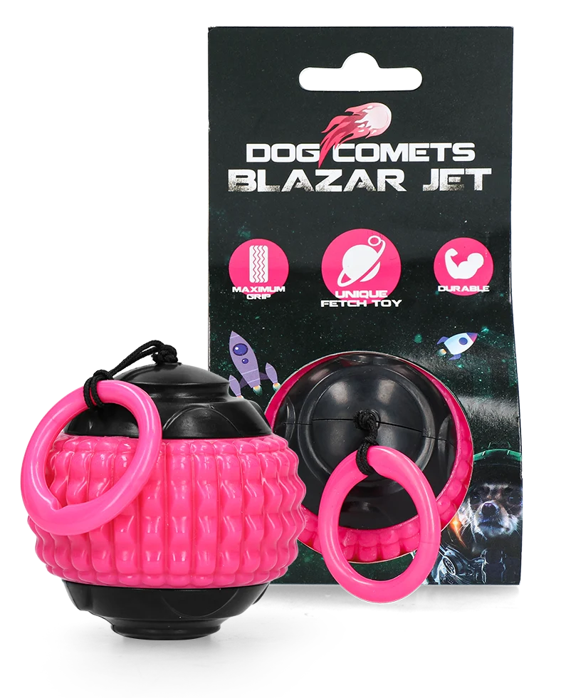 COME075B.png Hundeball mit einziehbarem Seil, Rosa – Dog Comets Blazar Jet – Bild 1