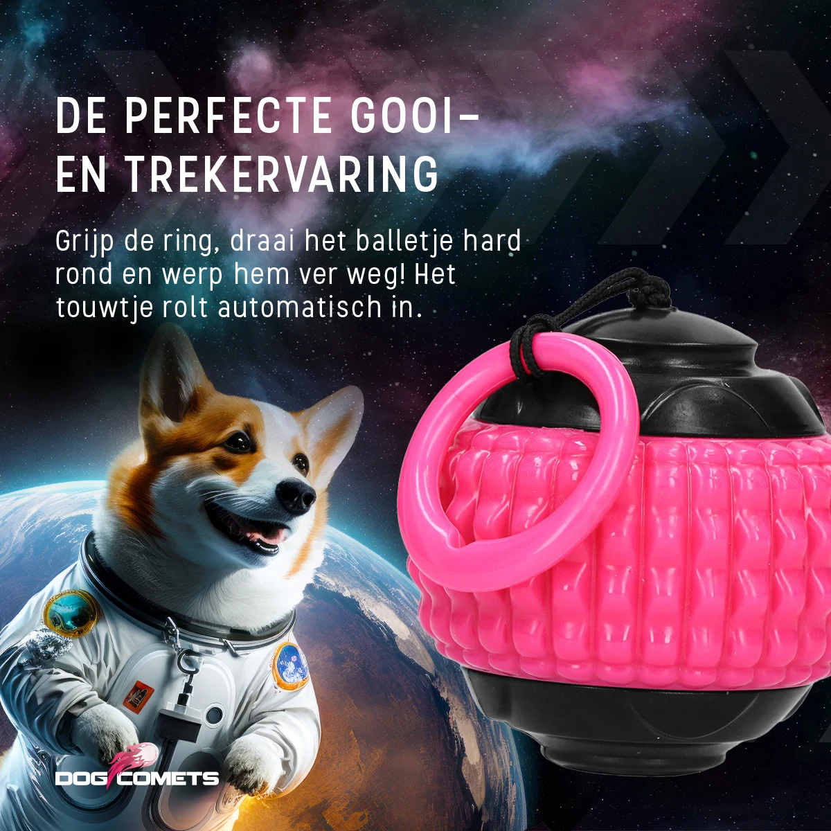 Hundeball mit einziehbarem Seil, Rosa – Dog Comets Blazar Jet – Bild 6