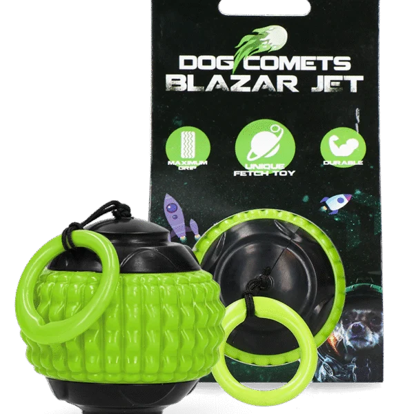 Hundeball mit einziehbarem Seil, Grün – Dog Comets Blazar Jet