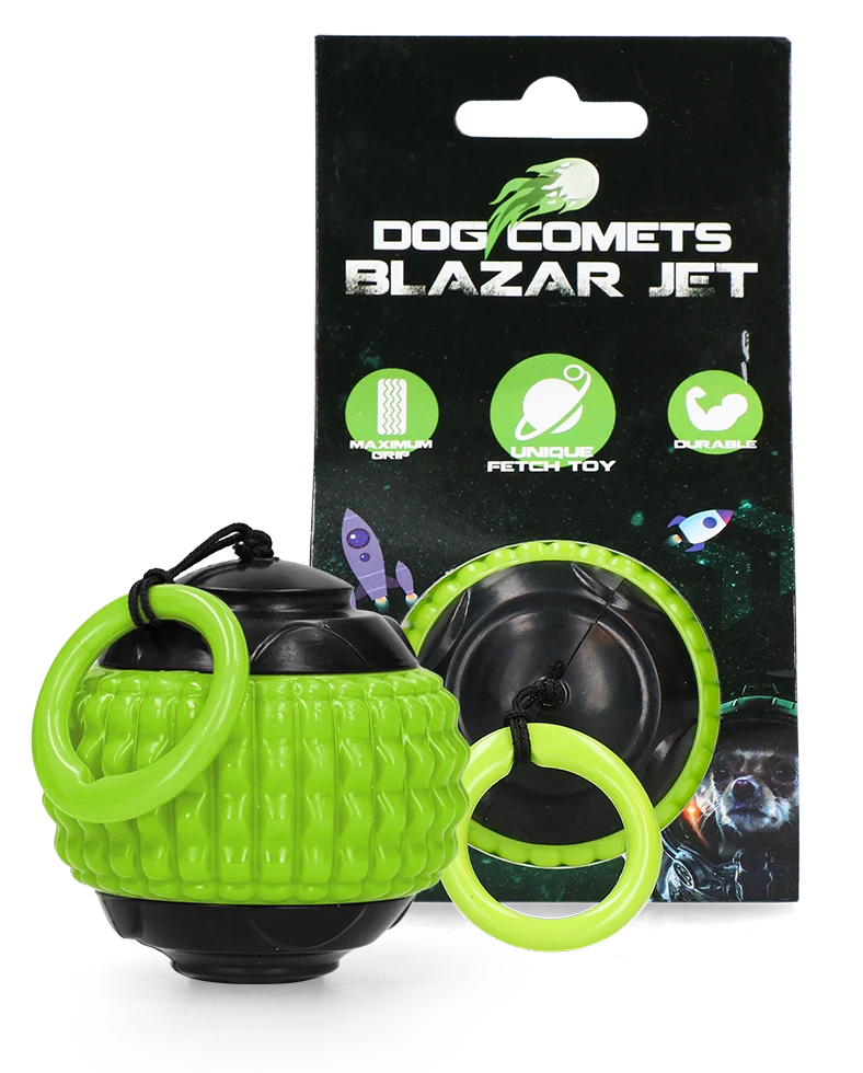 Hundeball mit einziehbarem Seil, Grün – Dog Comets Blazar Jet – Bild 1