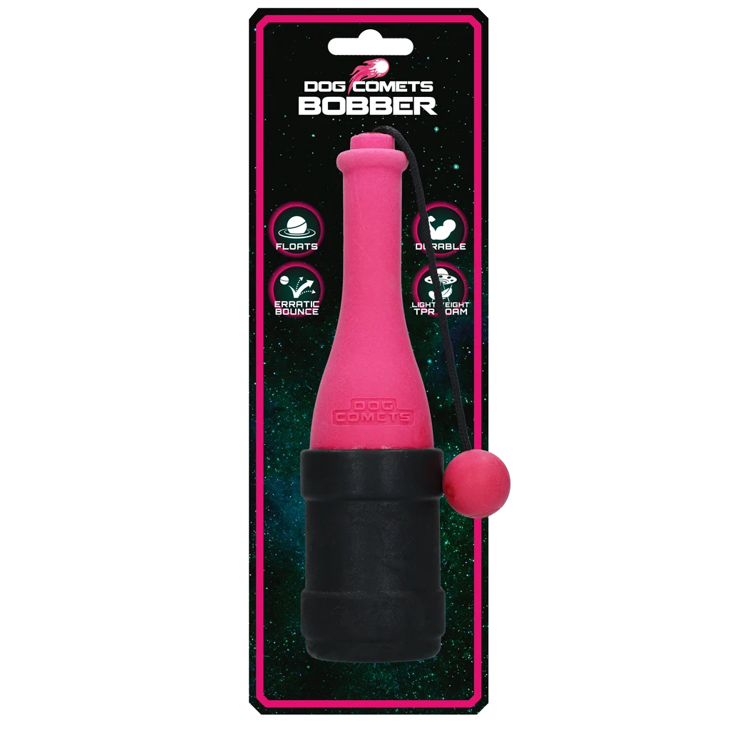 Apportierspielzeug mit Schnur für Wasser, 23 cm, Rosa – Dog Comets Bobber – Bild 1