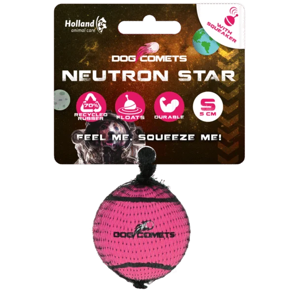 Hundetennisball mit Quietscher S, Ø 5 cm, Rosa – Dog Comets Neutron Star