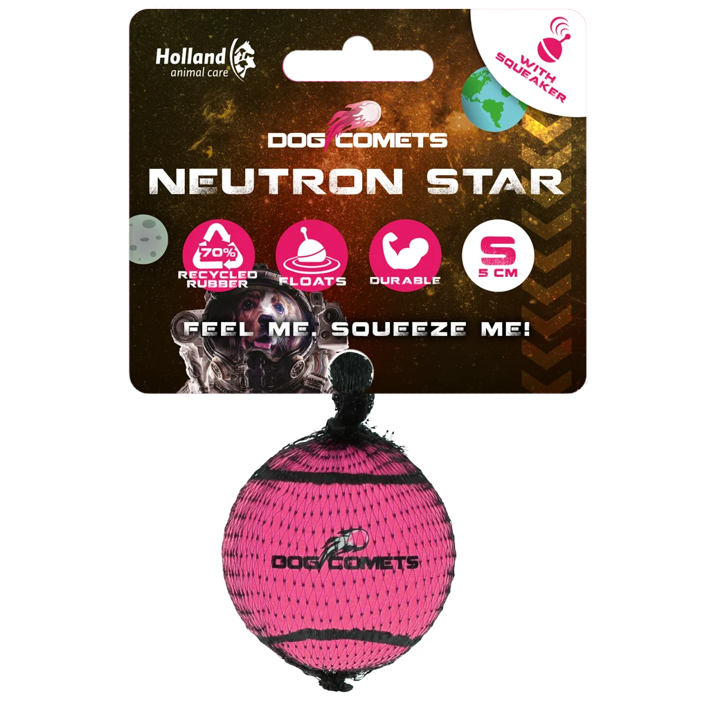 Hundetennisball mit Quietscher S, Ø 5 cm, Rosa – Dog Comets Neutron Star – Bild 1