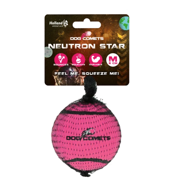 Hundetennisball mit Quietscher M, Ø 6 cm, Rosa – Dog Comets Neutron Star