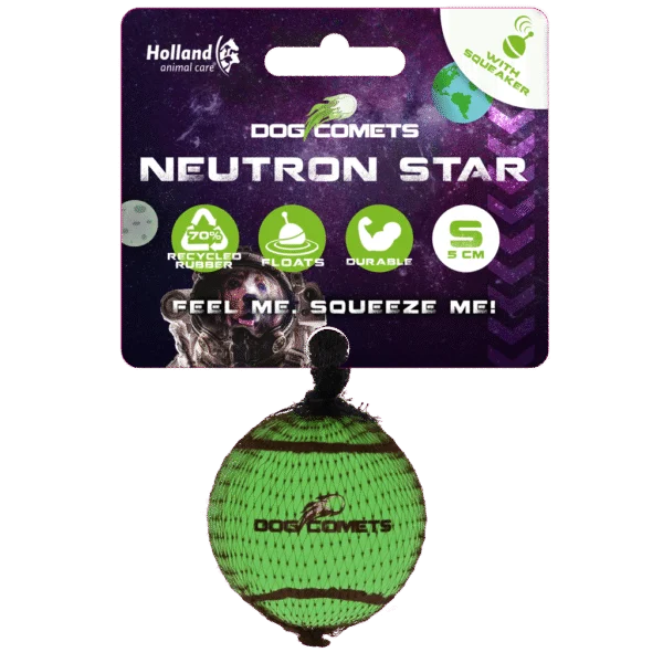 Hundetennisball mit Quietscher S, Ø 5 cm, Grün – Dog Comets Neutron Star