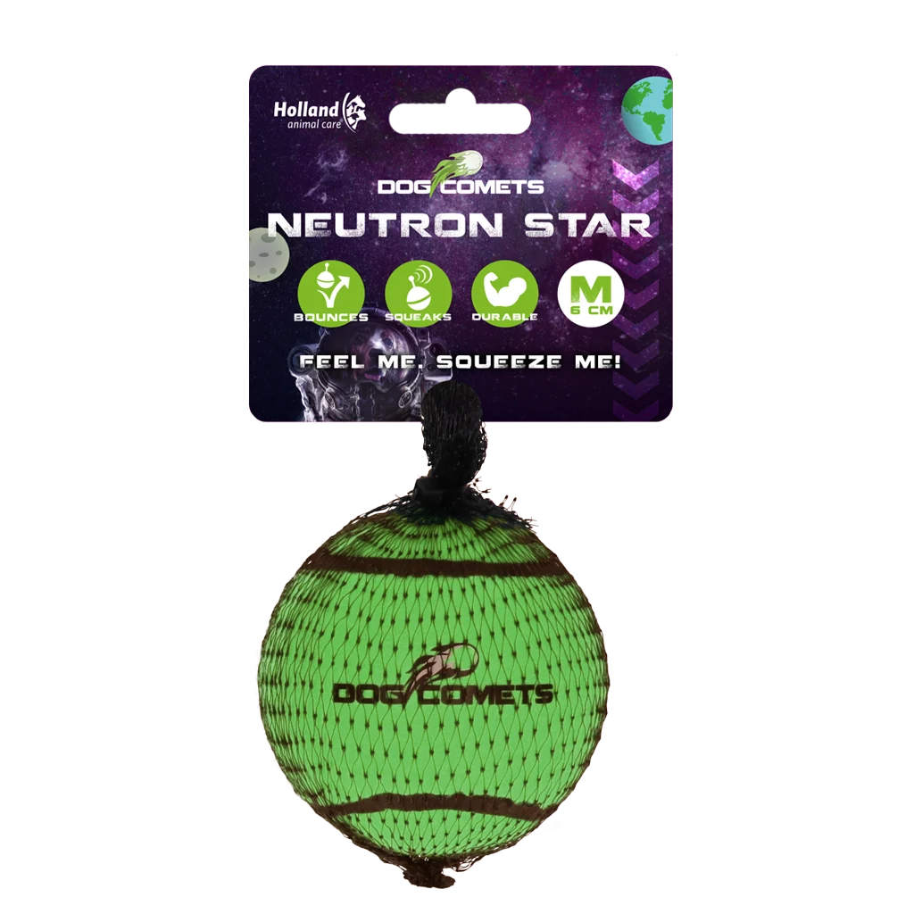 Tennisball mit Quietscher und Gummirand, Grün, M, 6 cm – Dog Comets Neutron Star – Bild 1