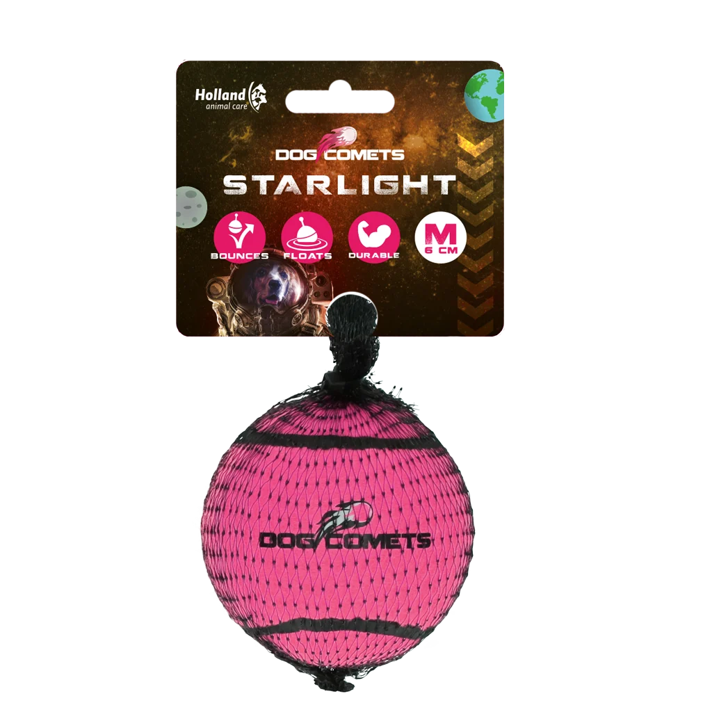 Tennisball für Hunde, schwimmfähig, Ø 6 cm, rosa – Dog Comets Starlight – Bild 1