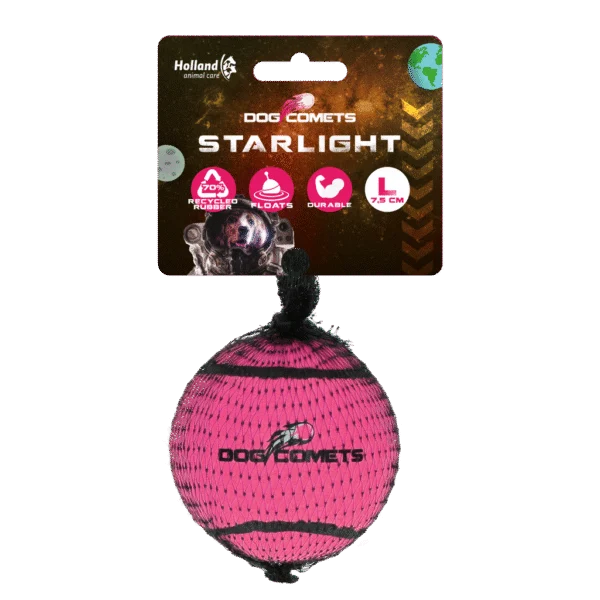 Tennisball für Hunde, schwimmfähig, Ø 7,5 cm, Rosa – Dog Comets Starlight