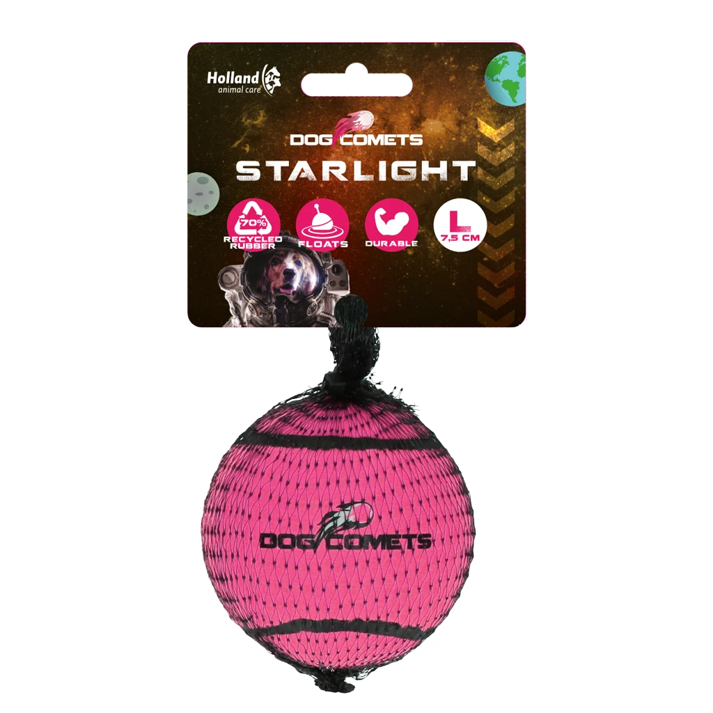 Tennisball für Hunde, schwimmfähig, Ø 7,5 cm, Rosa – Dog Comets Starlight – Bild 1