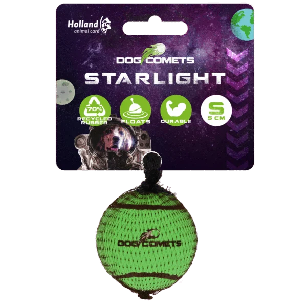Tennisball für Hunde, schwimmfähig, Ø 5 cm, Grün – Dog Comets Starlight