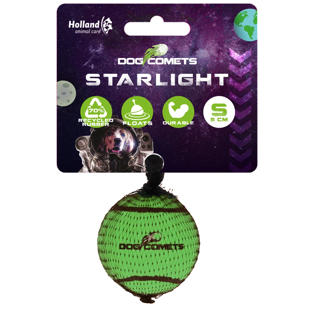 COME083AS.png Tennisball für Hunde, schwimmfähig, Ø 5 cm, Grün – Dog Comets Starlight – Bild 1