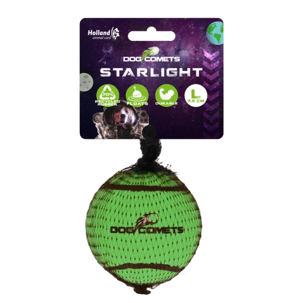 Schwimmfähiger Hundetennisball L, Ø 7,5 cm, Grün – Dog Comets Starlight