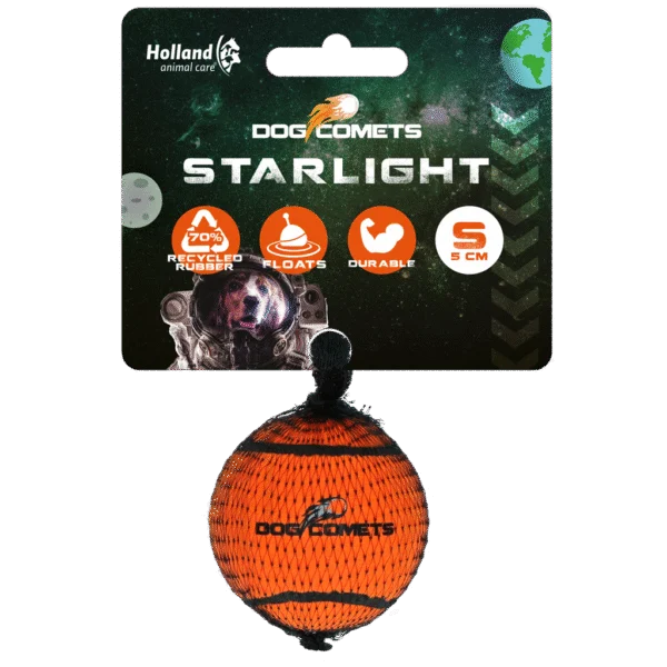 Tennisball für Hunde, schwimmfähig, Orange S, Ø 5 cm – Dog Comets Starlight