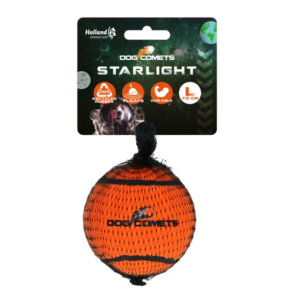 Hundetennisball, schwimmfähig, Ø 7,5 cm, Orange – Dog Comets Starlight