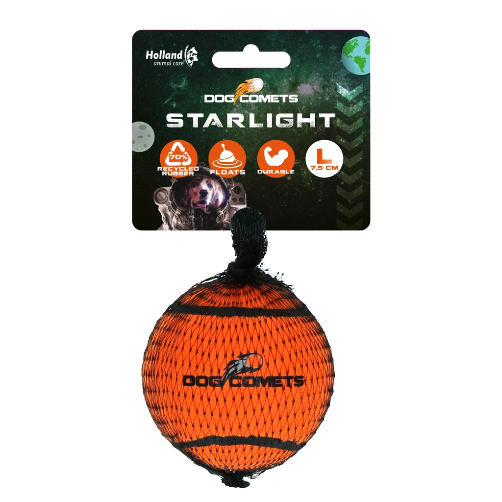 Hundetennisball, schwimmfähig, Ø 7,5 cm, Orange – Dog Comets Starlight – Bild 1