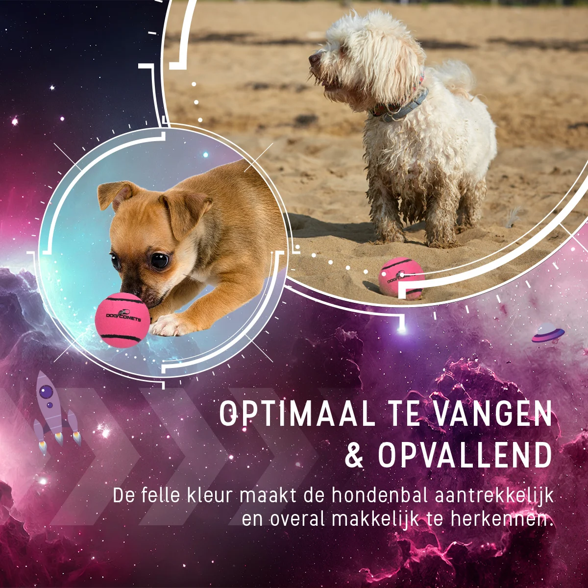 Tennisball für Hunde, schwimmfähig, Ø 7,5 cm, Rosa – Dog Comets Starlight – Bild 4