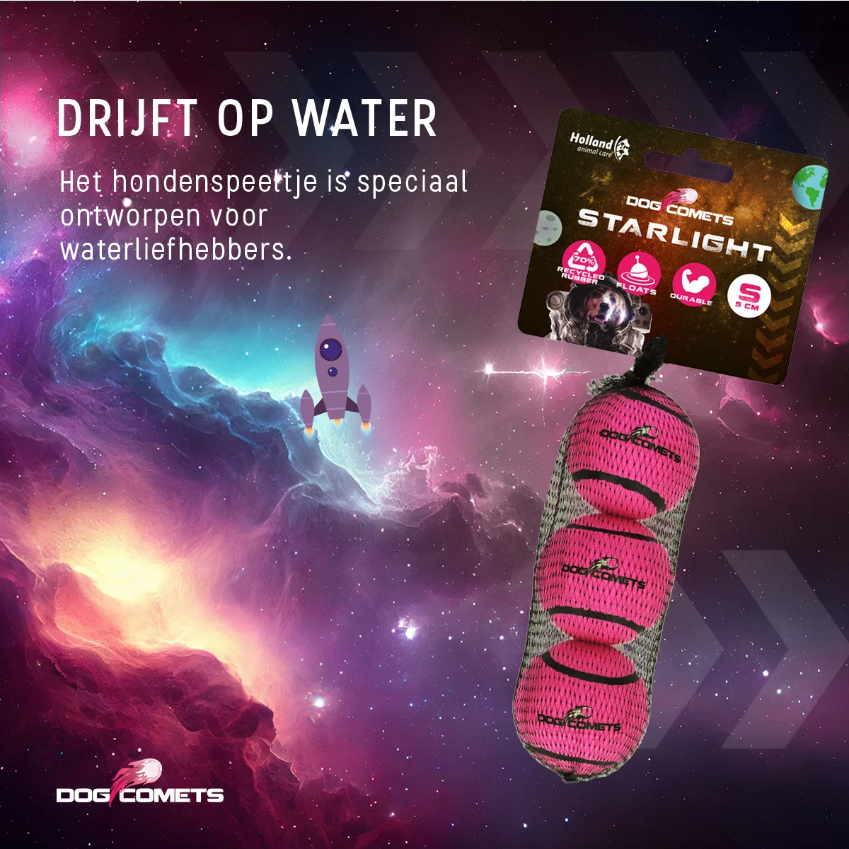 Schwimmender Tennisball für Hunde, Rosa S, Ø 5 cm, 3 Stück – Dog Comets Starlight – Bild 6