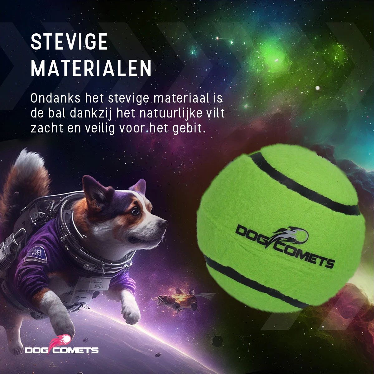 Schwimmfähiger Hundetennisball L, Ø 7,5 cm, Grün – Dog Comets Starlight – Bild 3