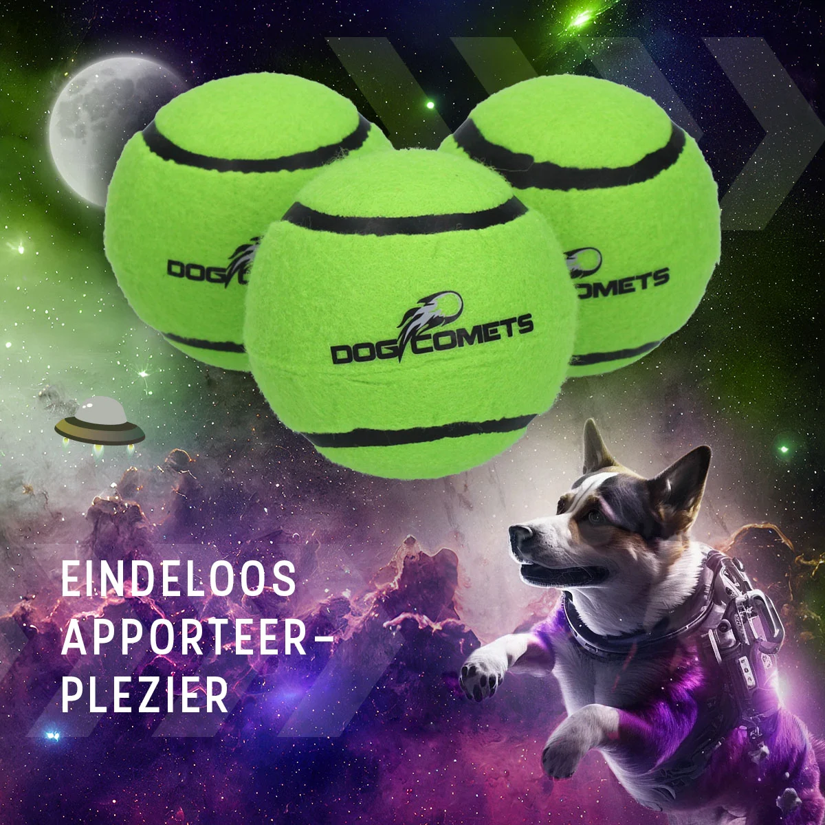 Tennisball für Hunde, schwimmfähig, grün S, Ø 5 cm, 3 Stück – Dog Comets Starlight – Bild 5