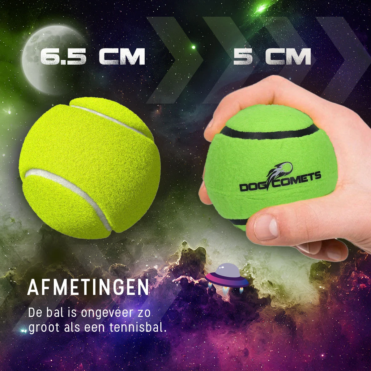 Tennisball für Hunde, schwimmfähig, Ø 5 cm, Grün – Dog Comets Starlight – Bild 6