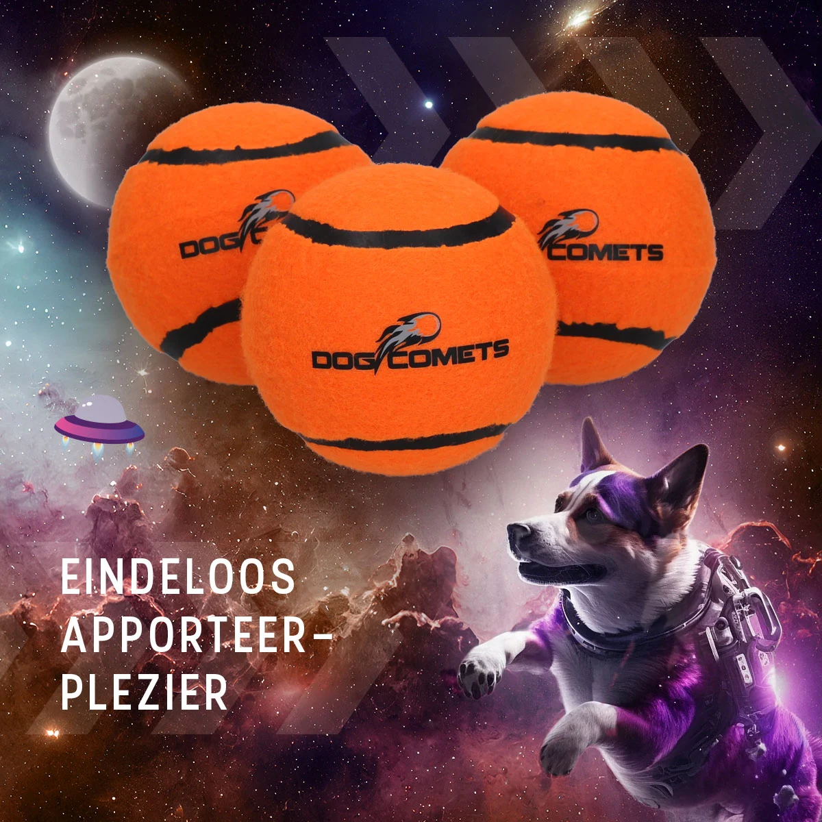 Tennisball für Hunde, schwimmfähig, Orange S, Ø 5 cm, 3 Stück – Dog Comets Starlight – Bild 5